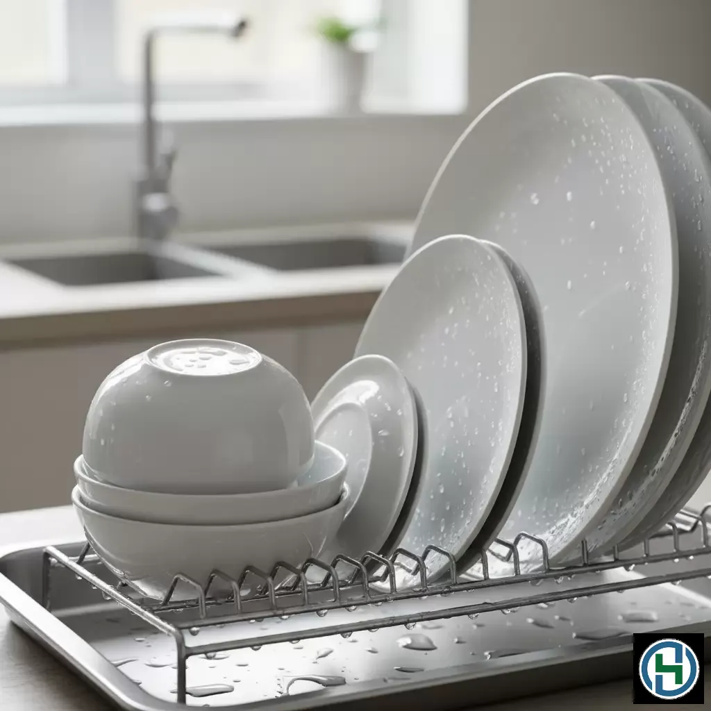 gemini_image_1770254303-1 Bát đĩa được tráng sạch giúp ngăn ngừa vi khuẩn và nấm mốc phát triển