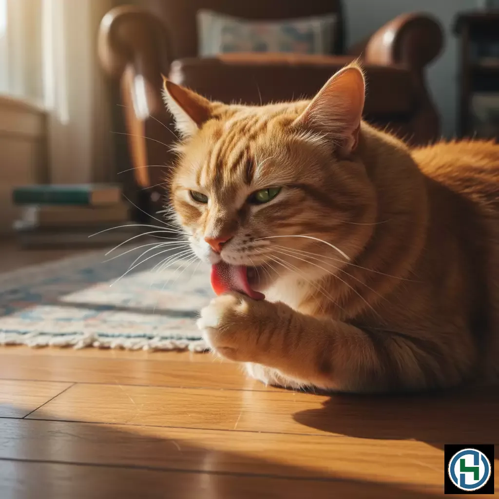 gemini_image_1770256398 Thói quen liếm lông và bàn chân khiến thú cưng dễ dàng hấp thụ hóa chất từ sàn nhà