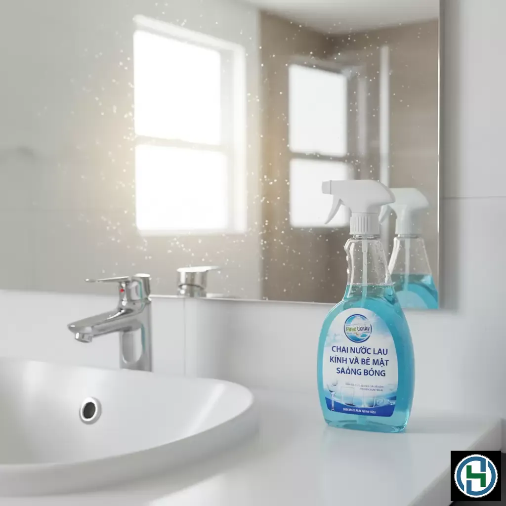 gemini_image_1770257412-1 Nước lau kính được thiết kế chuyên biệt để làm sạch các bề mặt nhẵn mịn và trong suốt