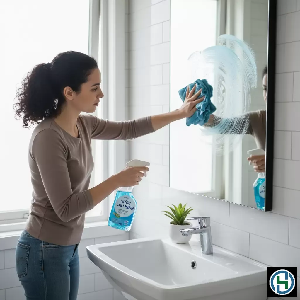 gemini_image_1770257412 Việc sử dụng nước lau kính cho các bề mặt khác trong nhà tắm là thói quen phổ biến của nhiều gia đình