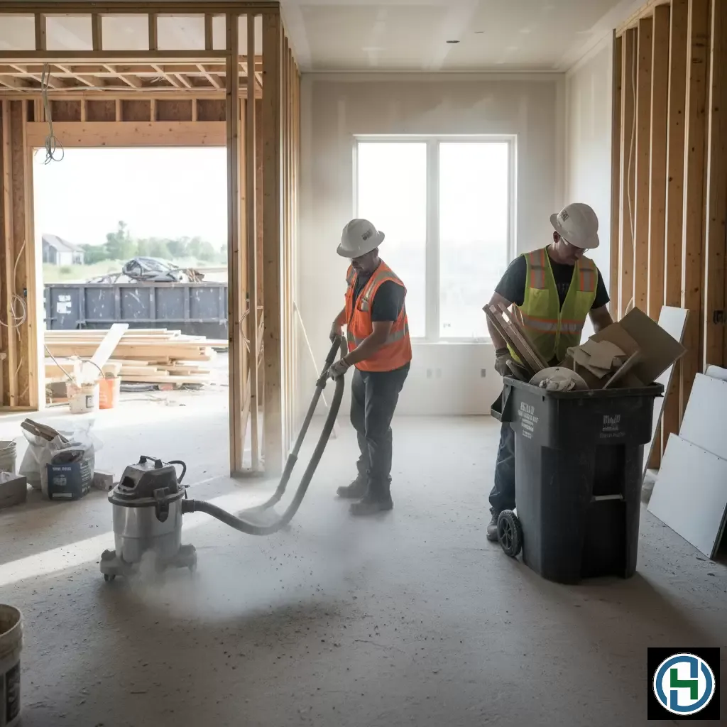 gemini_image_1770258019 Thu gom rác thải công nghiệp và hút bụi mịn là bước đầu tiên trong quy trình vệ sinh