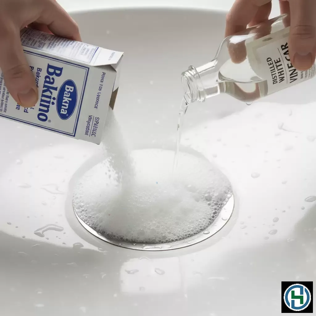 gemini_image_1770259850-1 Hỗn hợp baking soda và giấm giúp đánh bay mảng bám hữu cơ gây mùi