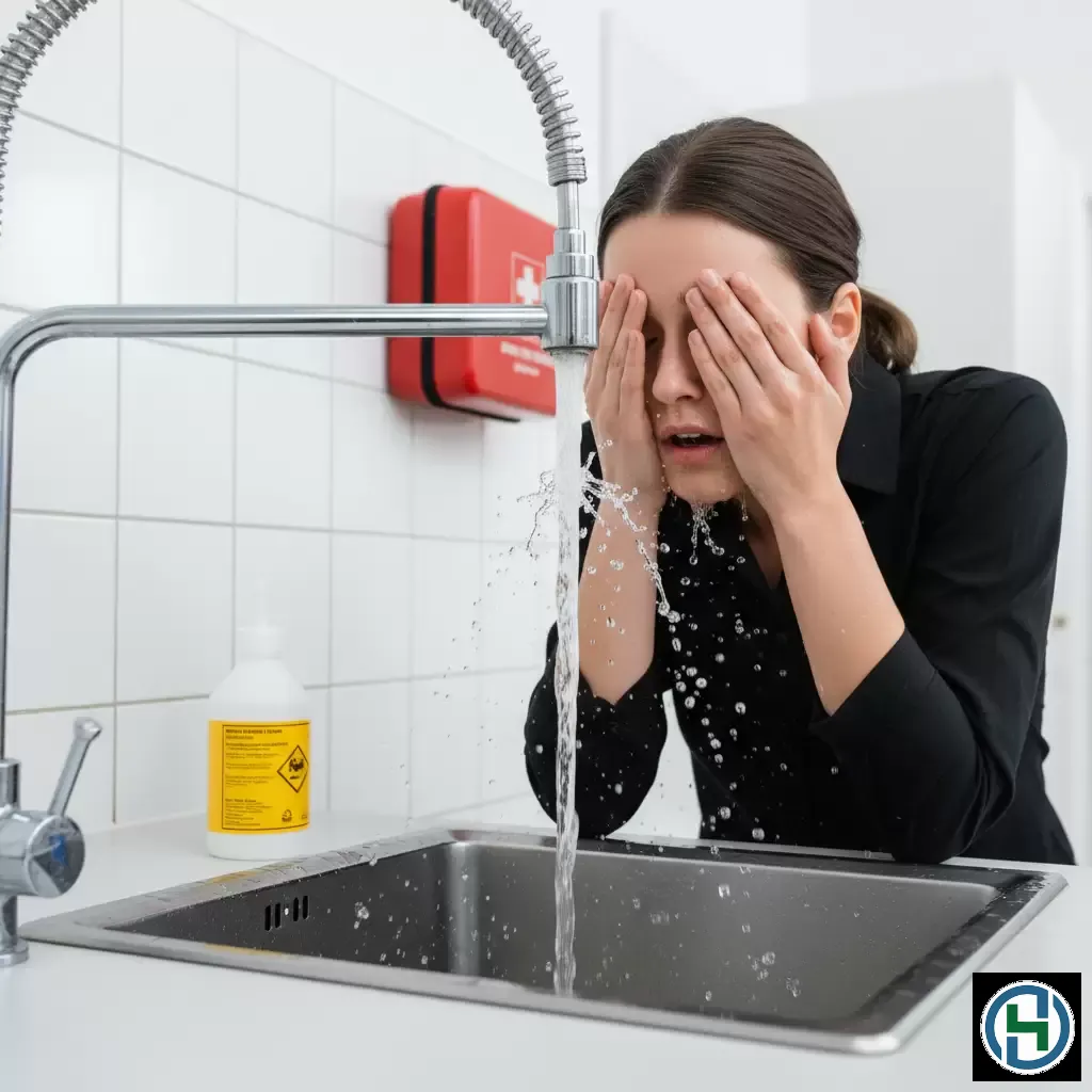 gemini_image_1770261668 Rửa mắt liên tục dưới vòi nước chảy nhẹ là bước tiên quyết để loại bỏ độc tố hóa học