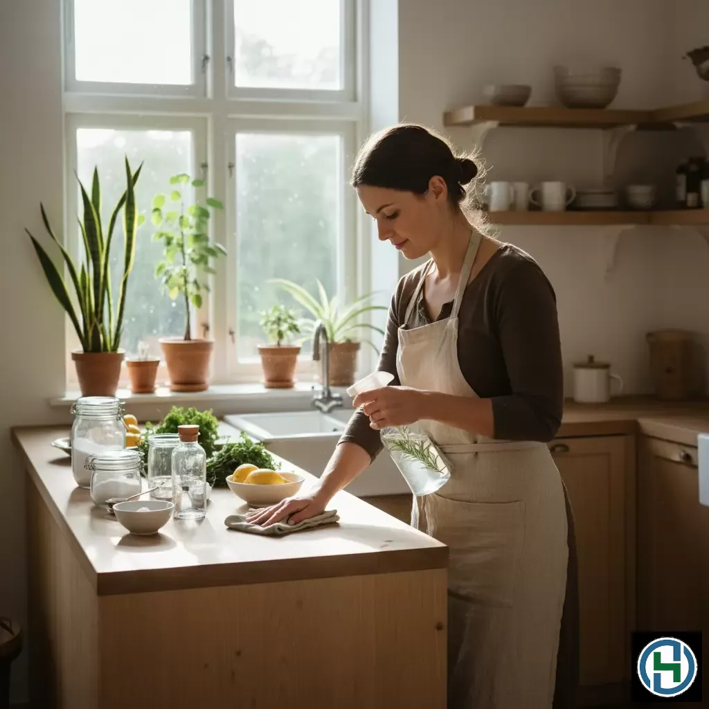gemini_image_1770262109 Duy trì lối sống xanh thông qua việc dọn dẹp nhà cửa bằng các nguyên liệu tự nhiên