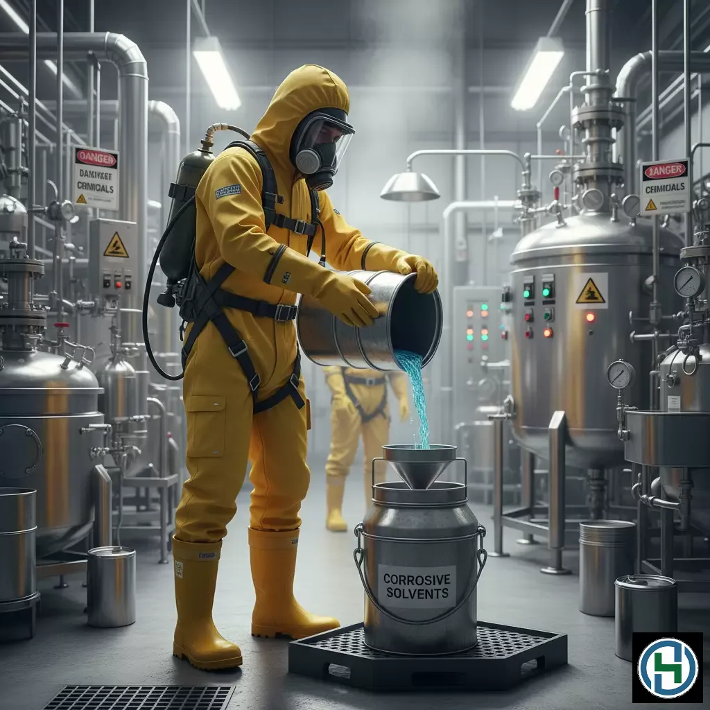 Trang bị bảo hộ cá nhân đầy đủ là yêu cầu bắt buộc khi tiếp xúc với hóa chất