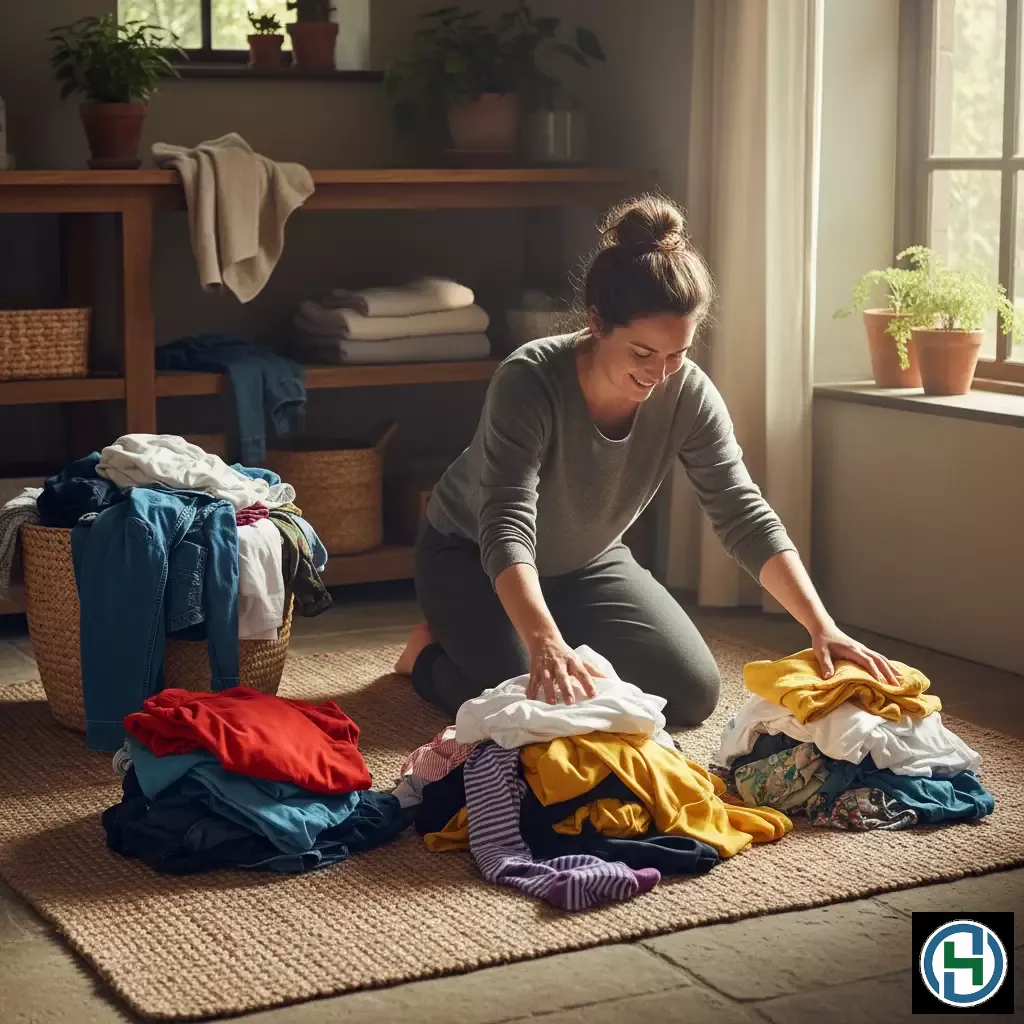 gemini_image_1770265378-1 Phân loại quần áo theo màu sắc là bước quan trọng trước khi giặt giũ