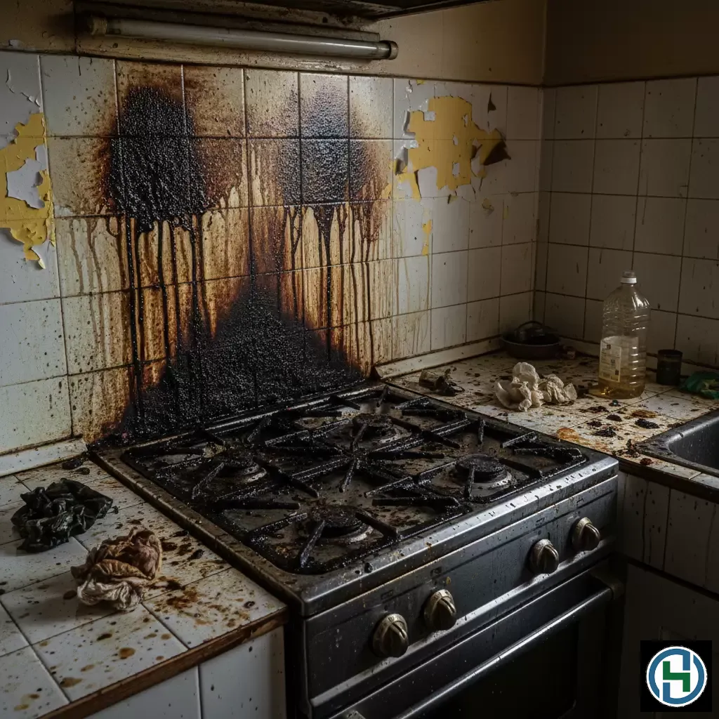 gemini_image_1770267550 Tình trạng bếp trọ bám đầy dầu mỡ lâu ngày gây mất thẩm mỹ và ảnh hưởng nghiêm trọng đến vệ sinh