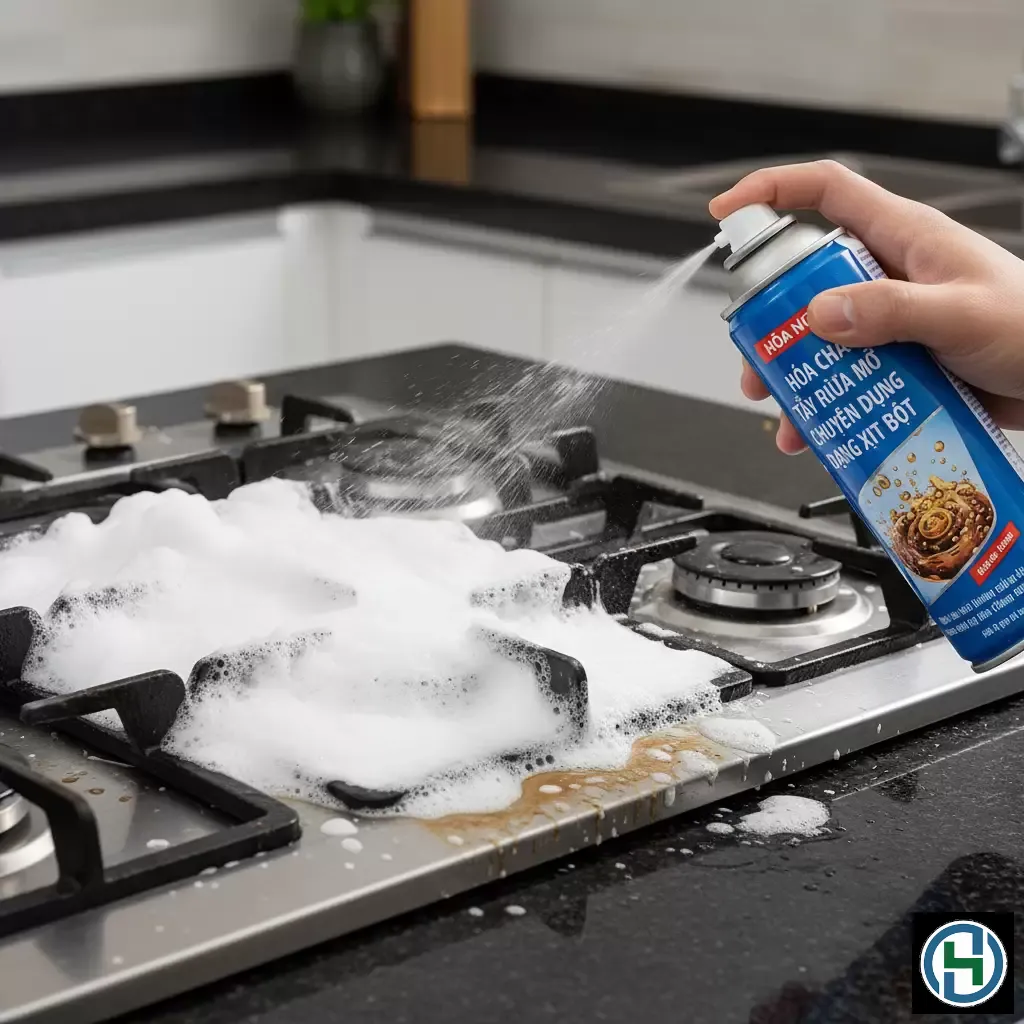 gemini_image_1770267551 Sử dụng hóa chất chuyên dụng giúp phá vỡ cấu trúc dầu mỡ cứng đầu nhanh chóng