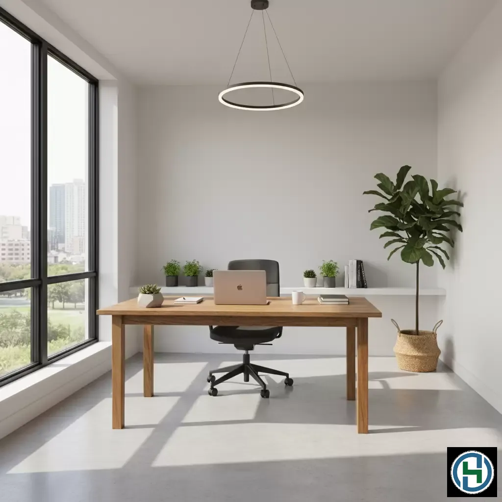 gemini_image_1770267896 Không gian văn phòng nhỏ được duy trì sạch sẽ tạo cảm hứng làm việc