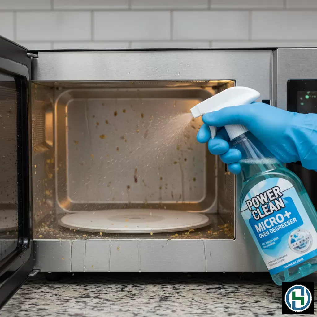 Sử dụng dung dịch chuyên dụng giúp đánh bay các vết dầu mỡ cứng đầu trong lò vi sóng