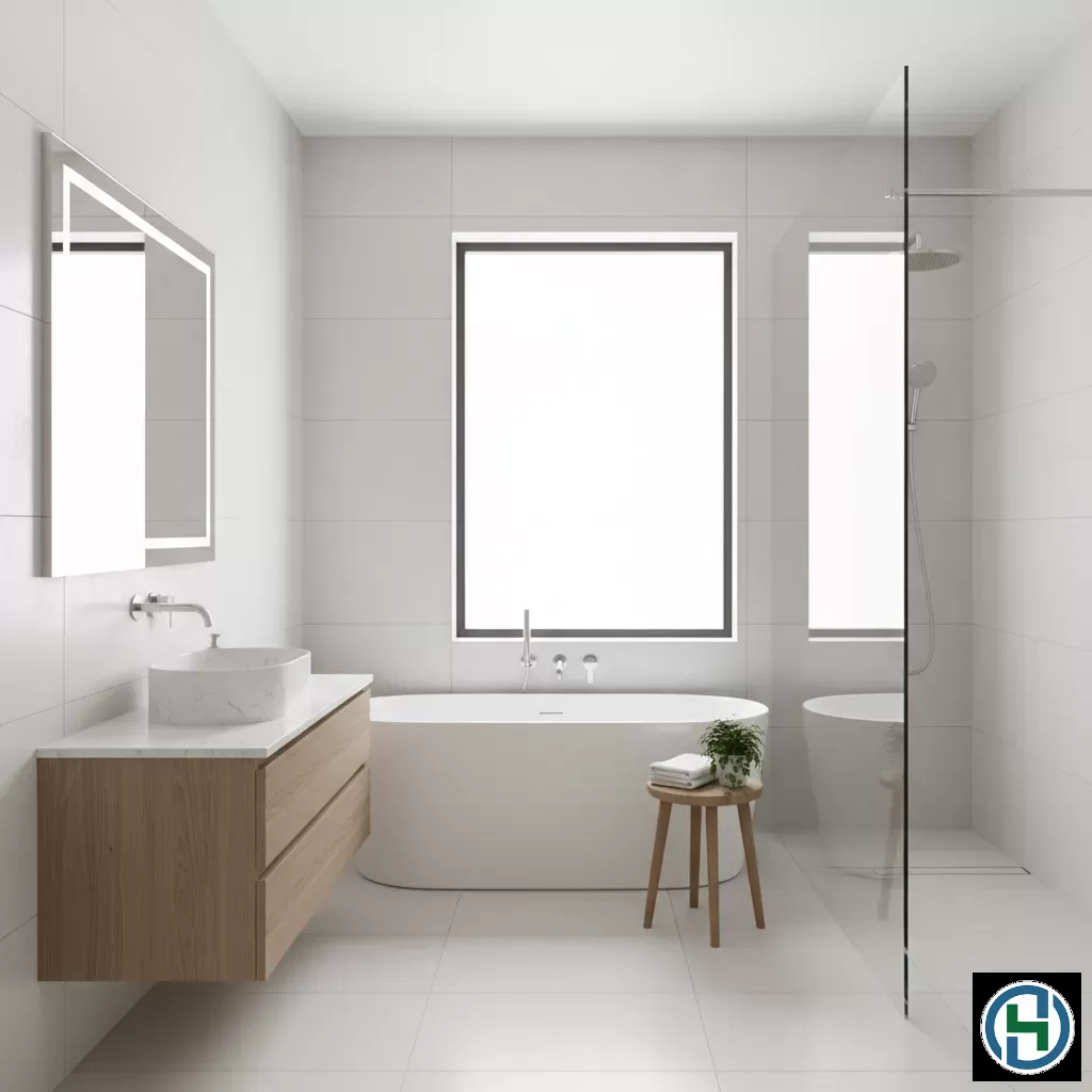 Một không gian nhà tắm khô ráo và thoáng đãng mang lại cảm giác thư thái và an toàn cho sức khỏe