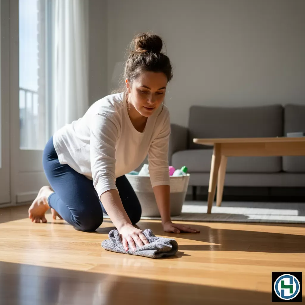 Sử dụng khăn khô hoặc khăn vắt kiệt nước là nguyên tắc quan trọng khi dọn nhà mùa nồm