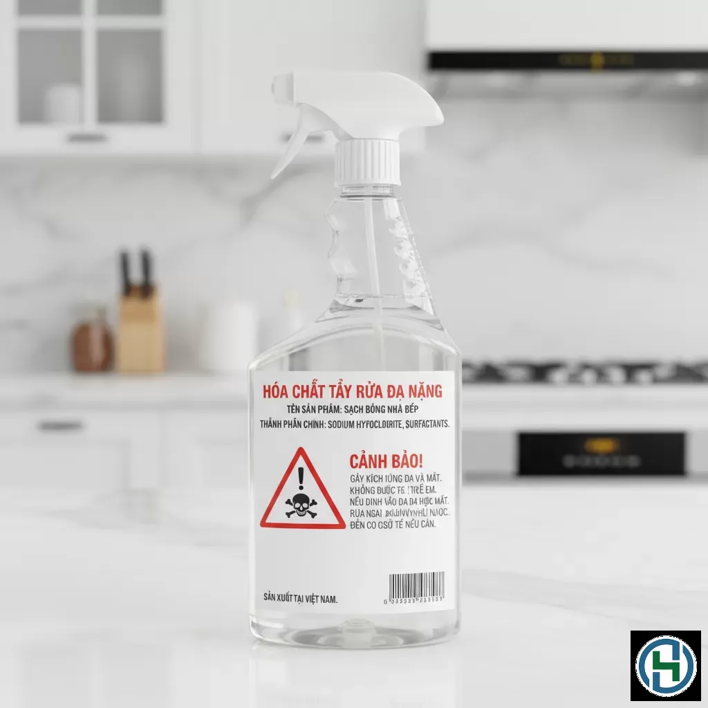 Nhãn dán cần đầy đủ thông tin về tên công dụng và các cảnh báo an toàn