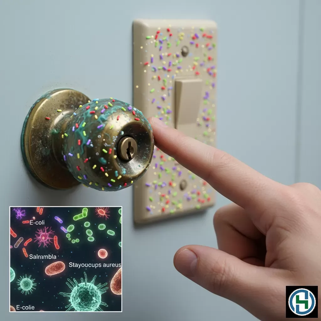Tay nắm cửa và công tắc điện là những điểm chạm chứa nhiều vi khuẩn nhất trong không gian sống