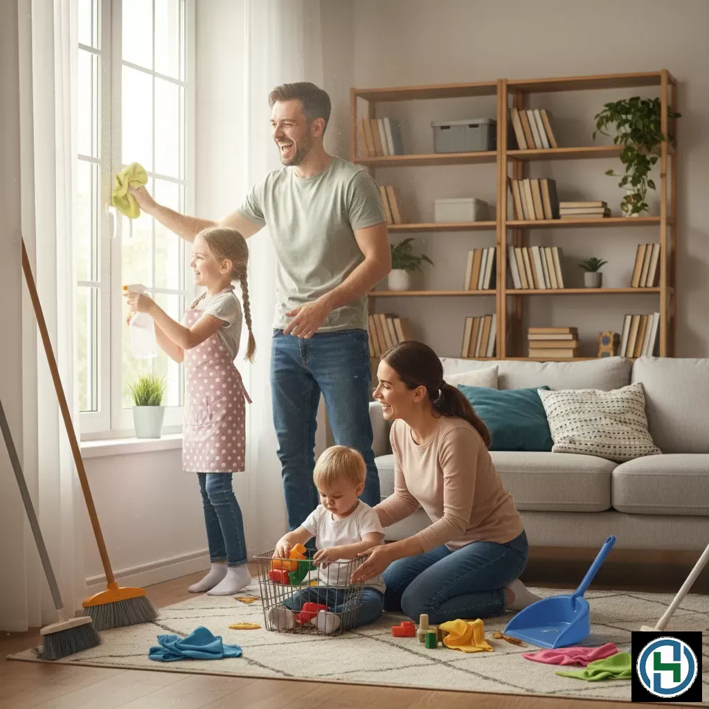 Sự phối hợp của các thành viên giúp việc dọn dẹp trở nên nhẹ nhàng và ý nghĩa hơn