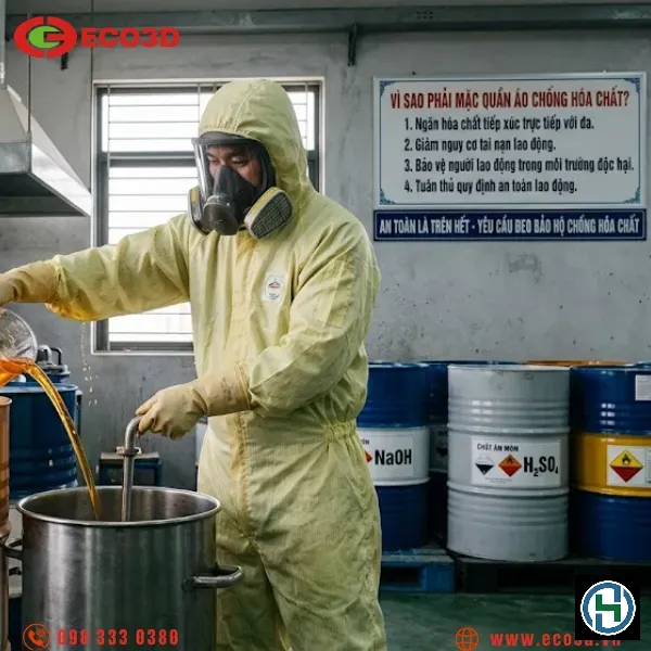 Sử dụng trang thiết bị bảo hộ là nguyên tắc tiên quyết khi làm việc với hóa chất