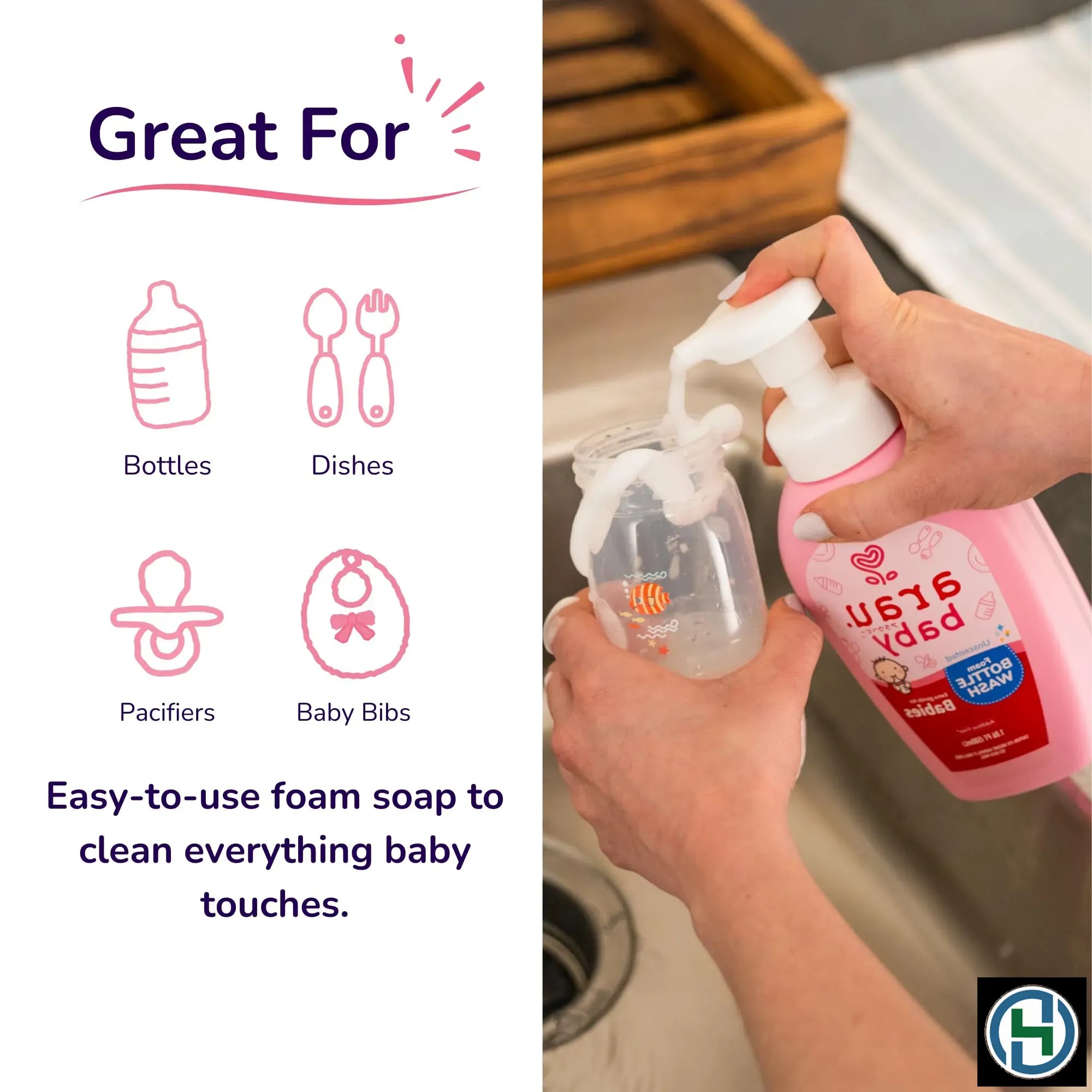 Công nghệ làm sạch từ enzyme giúp đánh bay vết sữa cứng đầu mà vẫn an toàn tuyệt đối