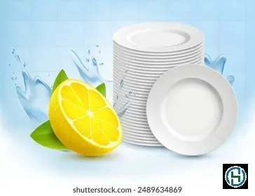 clean-washed-plates-near-lemon-260nw-2489634869 Nước rửa chén hương chanh tự nhiên là sự lựa chọn hàng đầu cho gian bếp hiện đại và an toàn