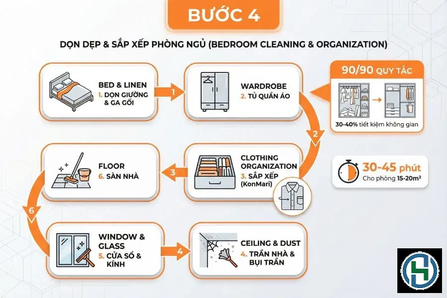 huong-dan-don-phong-ngu-va-sap-xep-tu-quan-ao Tập trung vào các bề mặt phẳng giúp ngôi nhà trông ngăn nắp tức thì