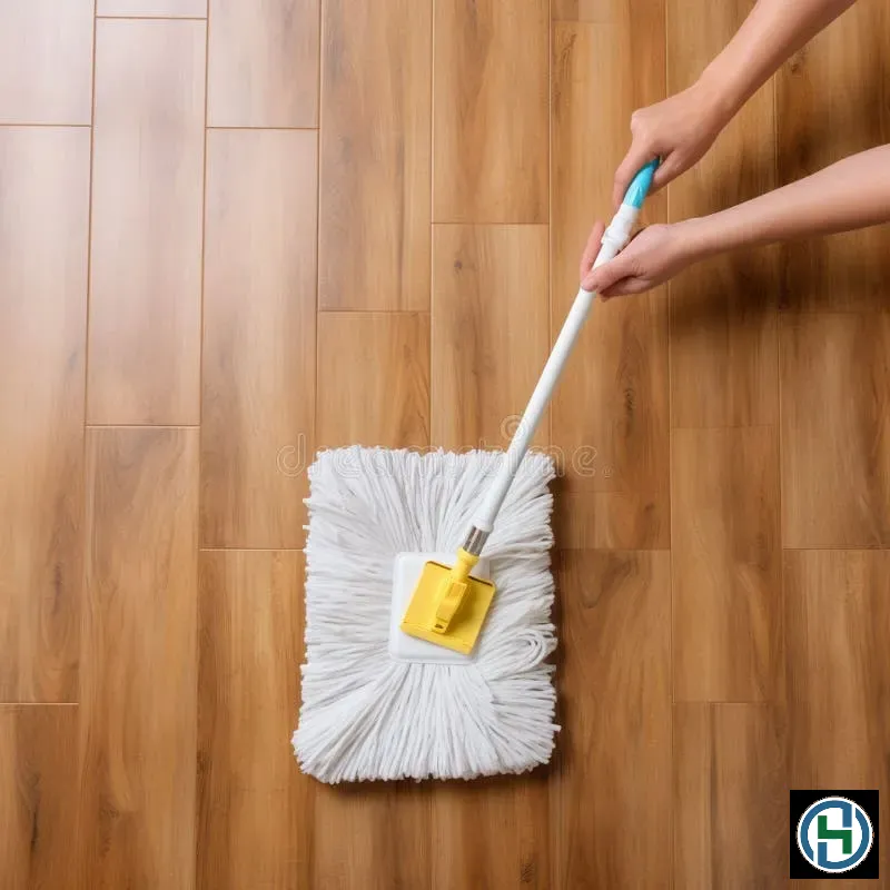 Sử dụng cây lau nhà Microfiber giúp làm sạch nhẹ nhàng và bảo vệ lớp phủ bề mặt gỗ